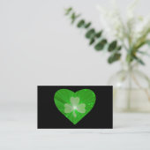Shamrock Coeur carte de visite noir (Debout devant)
