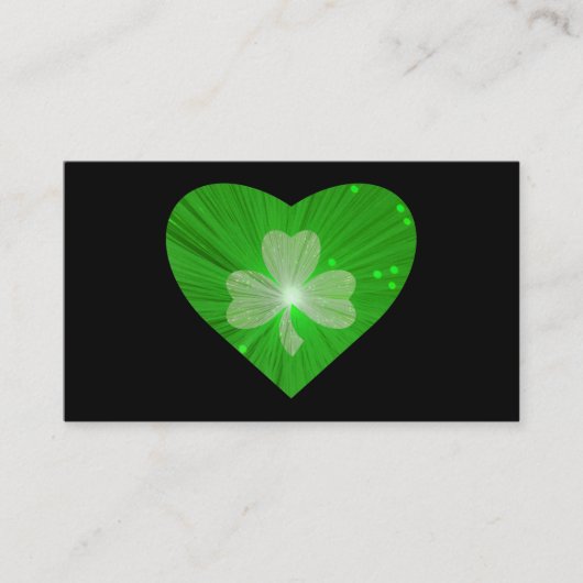 Shamrock Coeur carte de visite noir (Devant)