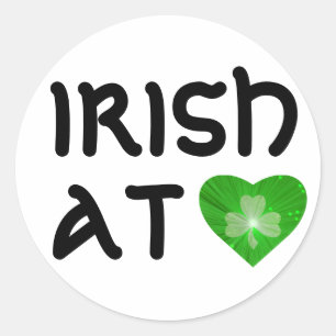 Shamrock Coeur 'Irlandais au coeur' autocollant bl