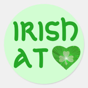 Shamrock Coeur 'Irlandais au coeur' autocollant ve