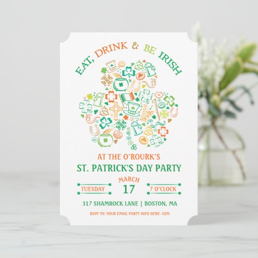 Shamrock coloré St. Patrick's Day Invitation (Debout devant)