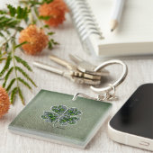 Shamrock Colover  St.Patrick`s Day Green Leather  Sleutelhanger (Voorkant Rechts)
