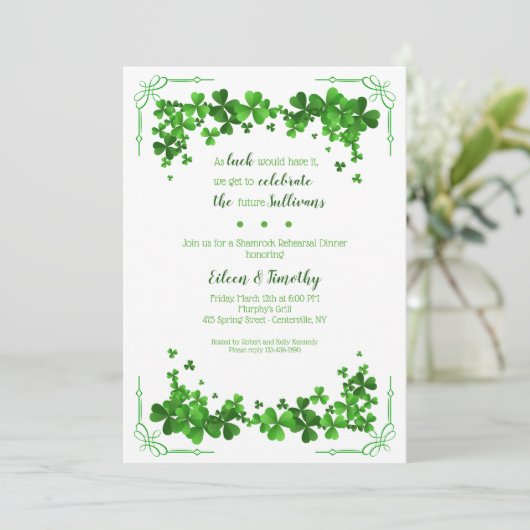 Shamrock Corners repetitie diner uitnodiging (Staand voorkant)
