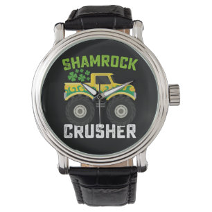 Shamrock Crusher Monster Truck St. Patrick's Dag Horloge