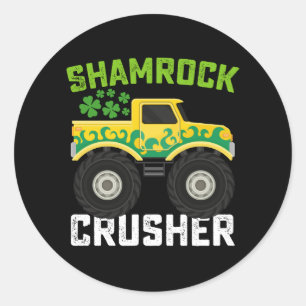 Shamrock Crusher Monster Truck St Patrick's Day Ronde Sticker