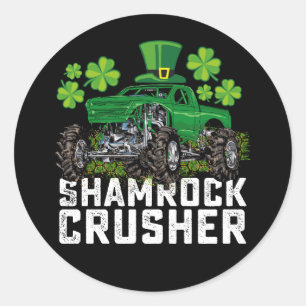 Shamrock Crusher St Patricks Day Monster Truck Ronde Sticker