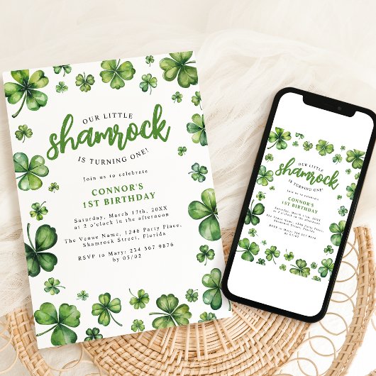 Shamrock d'aquarelle Invitation de fête d'annivers