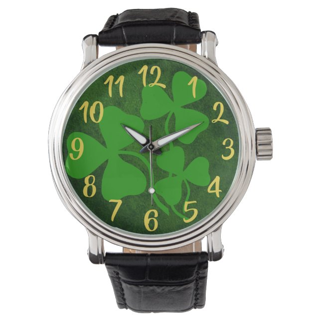 Shamrock de café irlandais/trèfle vert, montre irl (devant)