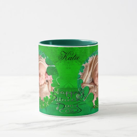 Shamrock de St. Patrick +Photo Mug (Centre)