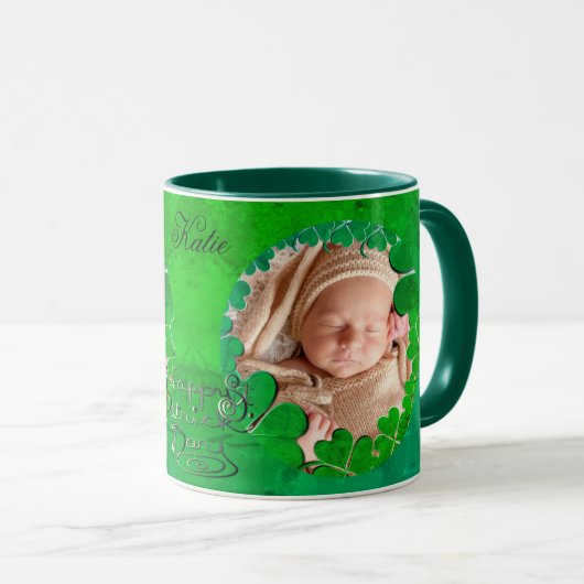 Shamrock de St. Patrick +Photo Mug (Devant droit)