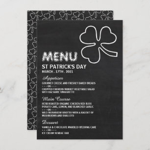 Shamrock de tableau, carte de menu St Patrick's Da