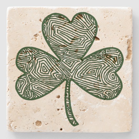 Shamrock (Donker) Stenen Onderzetter (Voorkant)