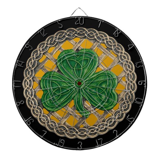 Shamrock d'or sur la Cible de flechettes de noeuds (Devant)
