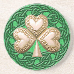 Shamrock d'or sur le Dessous de verre de noeuds ce