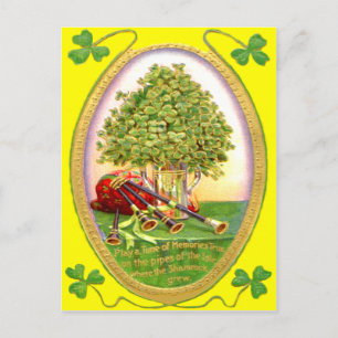 Shamrock Dudelsack Goud Groen Briefkaart