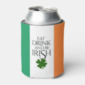Shamrock Eat Drink and Be Irish Flag Blikjeskoeler (Blikje Voorkant)