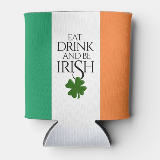 Shamrock Eat Drink and Be Irish Flag Blikjeskoeler (Voorkant)