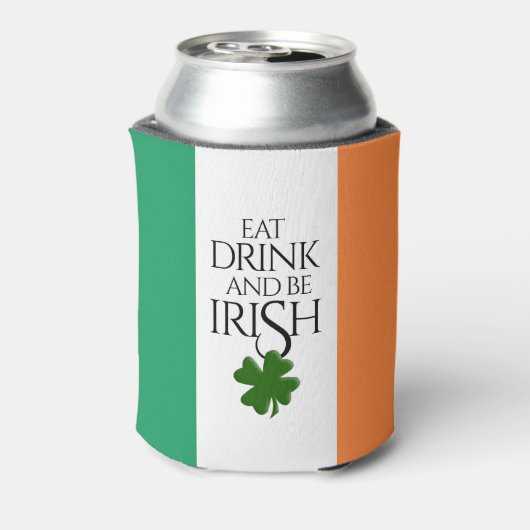 Shamrock Eat Drink and Be Irish Flag Blikjeskoeler (Blikje Achterkant)