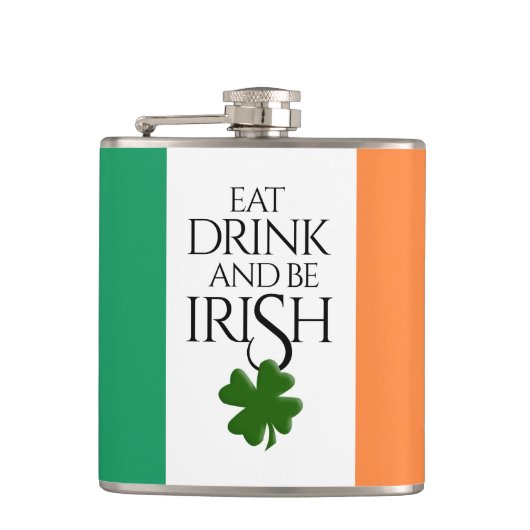 Shamrock Eat Drink and Be Irish Flag Heupfles (Voorkant)