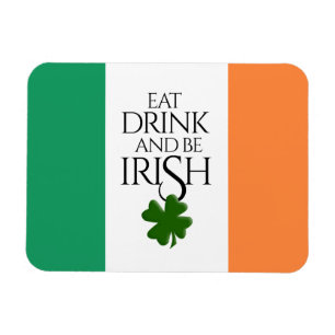 Shamrock Eat Drink and Be Irish Flag Magneet