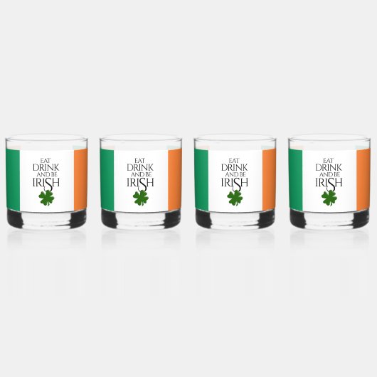 Shamrock Eat Drink and Be Irish Flag Whisky Glas (Achterkant)