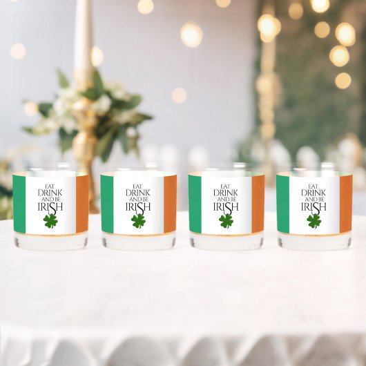Shamrock Eat Drink and Be Irish Flag Whisky Glas (Insitu (Huwelijk))