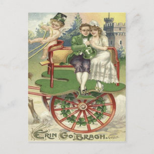 Shamrock Echtpaar Paardenkoets Cherubijn Briefkaart