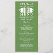 Shamrock en bier Ierse St Patrick's Day Menu (Voorkant)