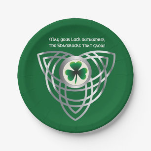 Shamrock en Celtic knot Papieren Bordje