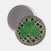 Shamrock en Keltische knopen magneet zwart (Voorkant / Achterkant)