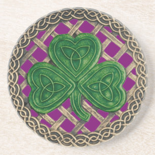 Shamrock en Keltische knopen Onderzetter Paarse