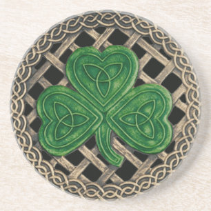 Shamrock en Keltische knopen Onderzetter zwart