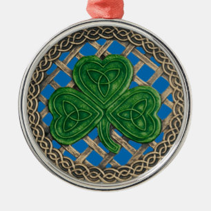 Shamrock En Keltische Knopen Ornament Blauw