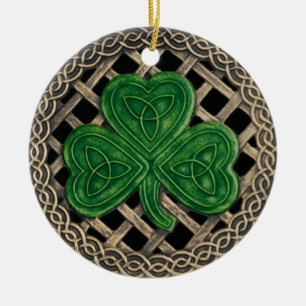 Shamrock en Keltische knopen Ornament zwart