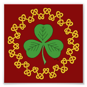 Shamrock en Knotwork op Red Foto Afdruk