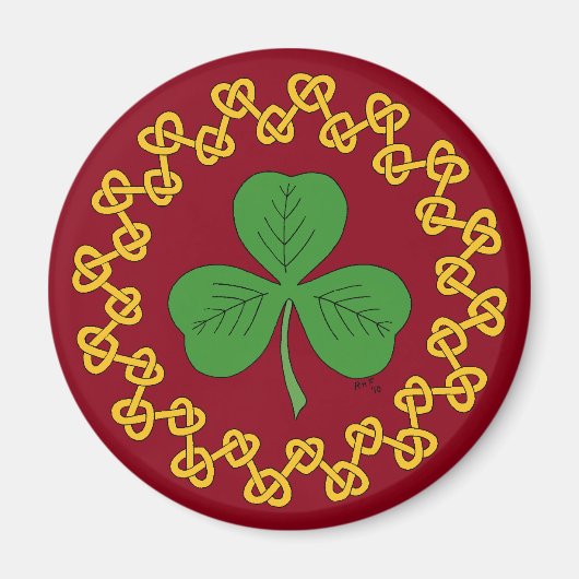 Shamrock en Knotwork op Red Magneet (Voorkant)