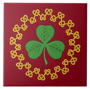 Shamrock en Knotwork op Red Tegeltje