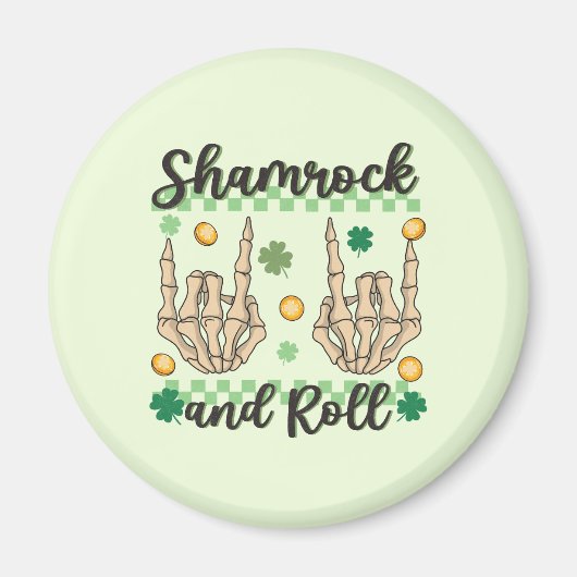 Shamrock en Roll Hand Skeleton Magneet (Voorkant)