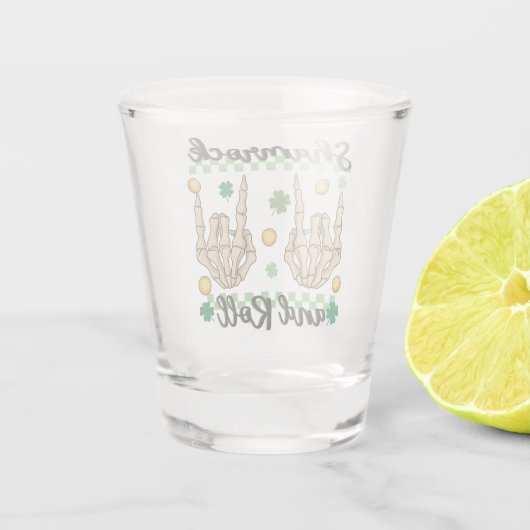 Shamrock en Roll Hand Skeleton Shot Glas (Achterkant)