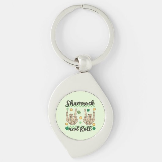 Shamrock en Roll Hand Skeleton Sleutelhanger (Voorkant)