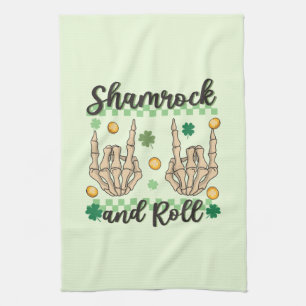 Shamrock en Roll Hand Skeleton Theedoek