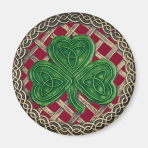 Shamrock Et Noeuds Celtiques Aimant Rouge