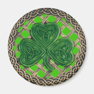 Shamrock Et Noeuds Celtiques Aimant Vert
