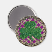 Shamrock Et Noeuds Celtiques Aimant Violet (Recto/Verso)