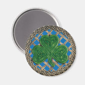Shamrock Et Noeuds Celtiques Magnet Blue (Recto/Verso)