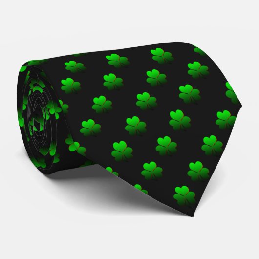 Shamrock Fade Groen Zwart St.Patrick's Day Stropda Stropdas (Opgerold)