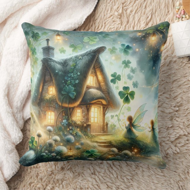 Shamrock Fairy Cottage Glow Kussen (Deken)