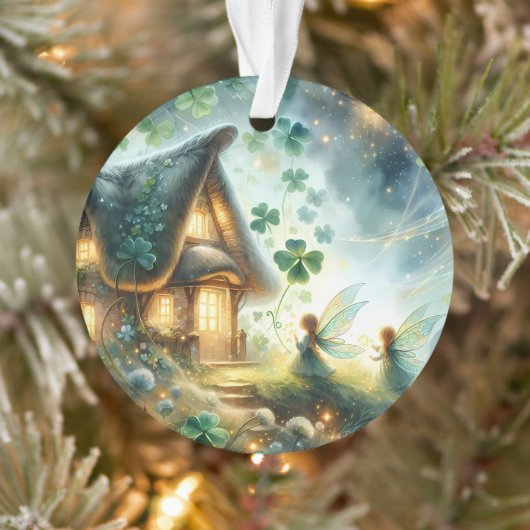 Shamrock Fairy Cottage Glow Ornament (Boom)
