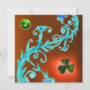 SHAMROCK FLORAL ST PATRICK'S DAY PARTY MONOGRAM KAART