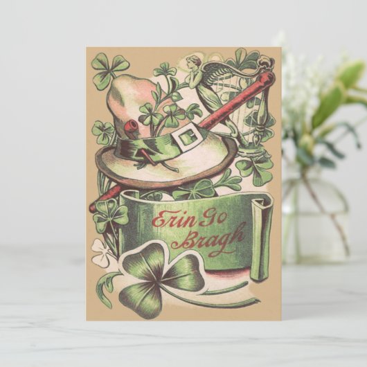 Shamrock gesp Petten pijp Shillelagh Kaart (Staand voorkant)